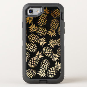 elegant faux gold tropical pineapple pattern OtterBox defender iPhone SE/8/7 case