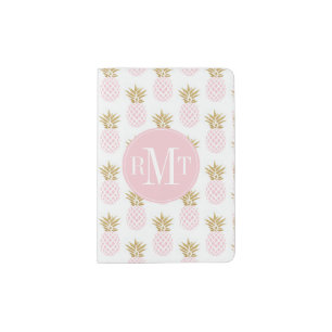Elegant faux gold tropical pineapple pattern passport holder