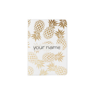elegant faux gold tropical pineapple pattern passport holder