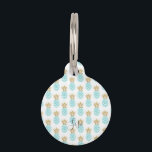 Elegant faux gold tropical pineapple pattern pet ID tag<br><div class="desc">Trendy and stylish faux gold glitter and turquoise pineapple pattern.</div>