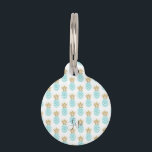 Elegant faux gold tropical pineapple pattern pet ID tag<br><div class="desc">Trendy and stylish faux gold glitter and turquoise pineapple pattern.</div>
