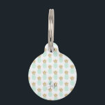 Elegant faux gold tropical pineapple pattern pet ID tag<br><div class="desc">Trendy and stylish faux gold glitter and mint pineapple pattern.</div>