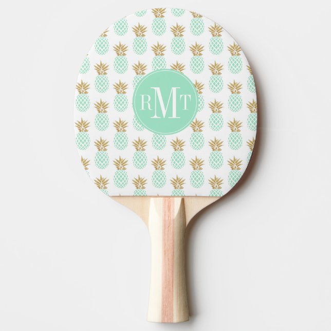 Elegant faux gold tropical pineapple pattern ping pong paddle (Front)