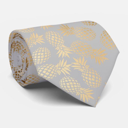 elegant faux gold tropical pineapple pattern tie