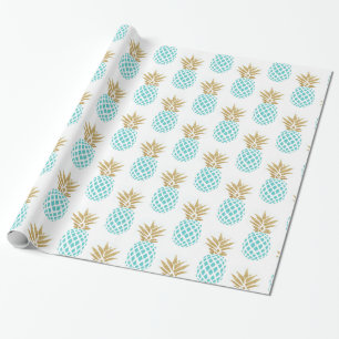Elegant faux gold tropical pineapple pattern wrapping paper