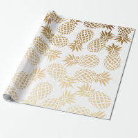 elegant faux gold tropical pineapple pattern wrapping paper