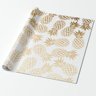 elegant faux gold tropical pineapple pattern wrapping paper
