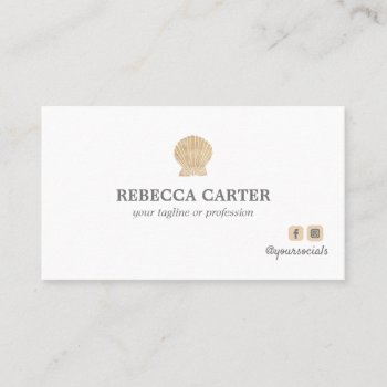 Elegant Faux Gold Tropical Seashell Beach Coastal Business Card by Citronellapaper at Zazzle