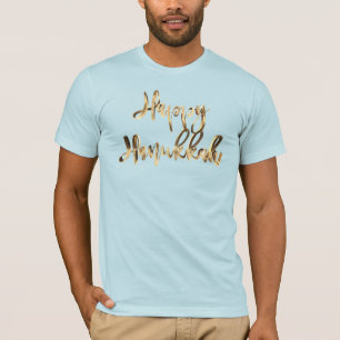 Elegant Faux Gold Typography Happy Hanukkah T-Shirt