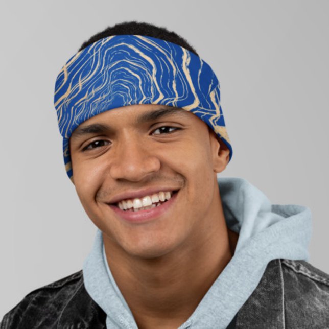 Elegant Faux Gold Wave Ring Pattern On Deep Blue  Bandana (Creator Uploaded)