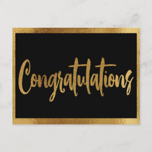 Elegant Faux Gold Wedding Congratulations Postcard