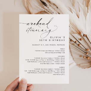 Elegant Faux Gold Weekend Birthday Itinerary  Invitation