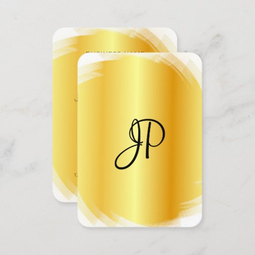 Elegant Faux Gold White Modern Monogram Template Business Card