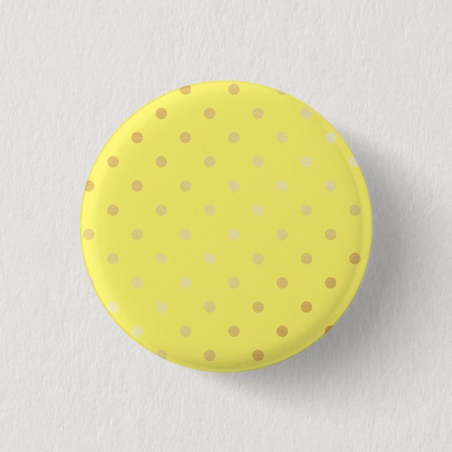 elegant faux gold yellow polka dots pinback button (Front)