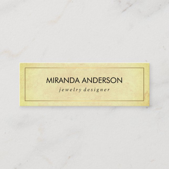 Elegant Faux Golden Border Chic Texture Mini Business Card (Front)