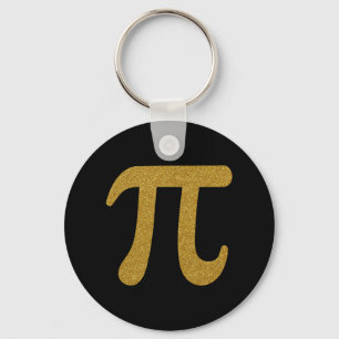 Elegant Faux Golden Glitter Symbol for Number Pi Keychain