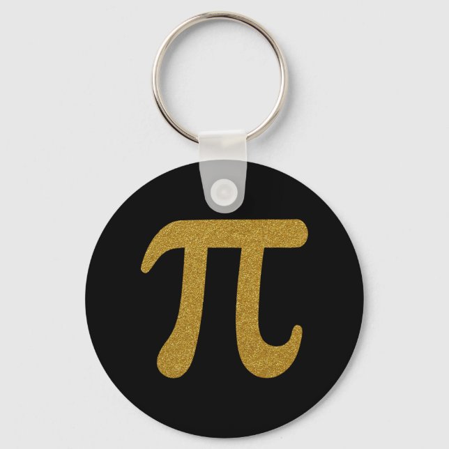Elegant Faux Golden Glitter Symbol for Number Pi Keychain (Front)
