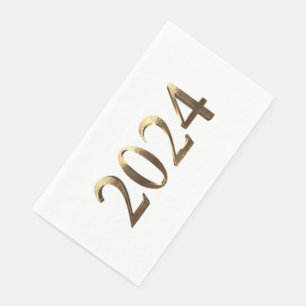Elegant Faux Golden Numbers Happy New Year 2024 Paper Guest Towels
