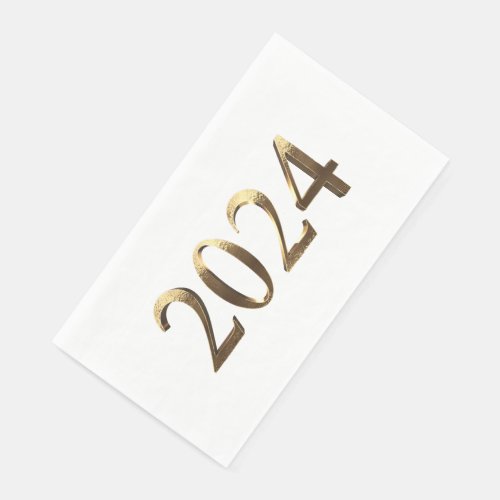Elegant Faux Golden Numbers Happy New Year 2024 Paper Guest Towels