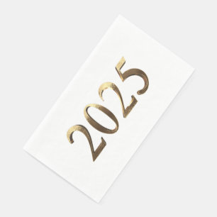 Elegant Faux Golden Numbers Happy New Year 2025 Paper Guest Towels