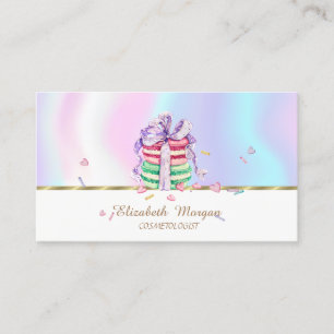 Elegant Faux GoldStripe,Macarons Business Card