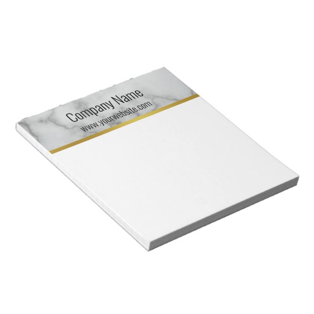 Elegant Faux Gray Marble Business Text Template Notepad (Angled)