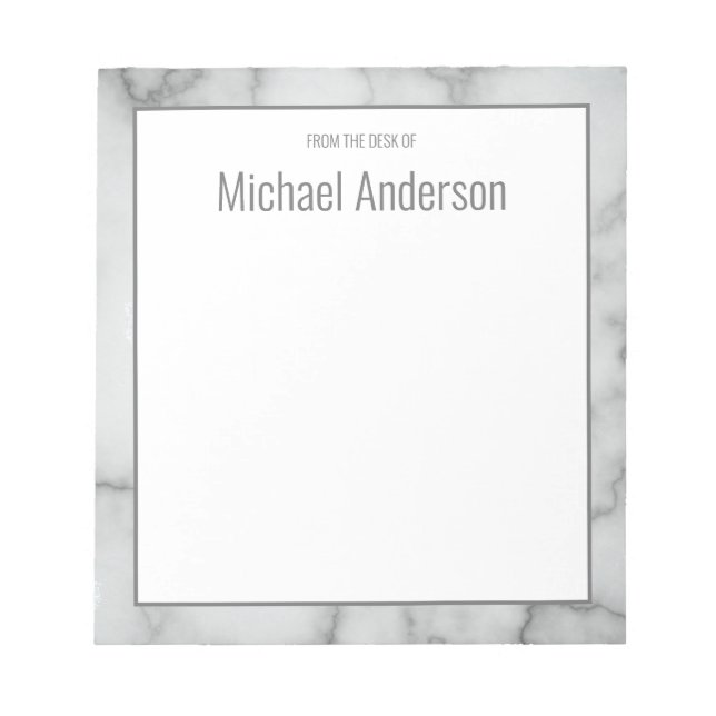 Elegant Faux Gray Marble From the Desk of Notepad (Front)