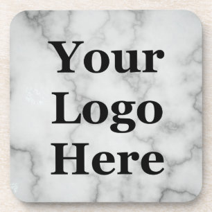 Elegant Faux Gray Marble Your Logo Here Beverage Coaster