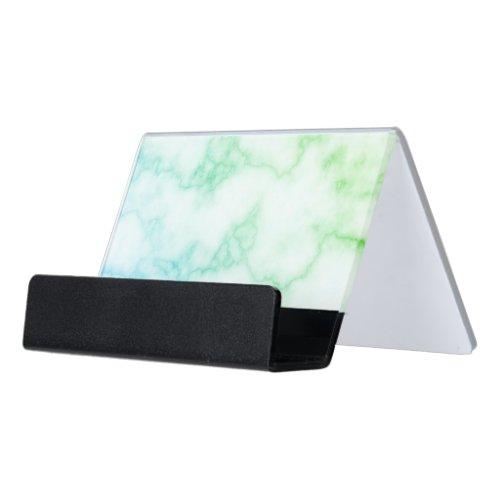 Elegant Faux Green Marble Desk Business Card Holder