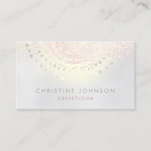 elegant faux iridescent grey skincare business card