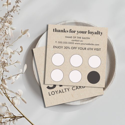 Elegant Faux Kraft Bold Skin Care Loyalty Card