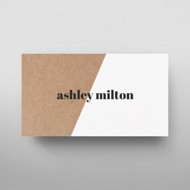 Elegant Faux Kraft White Bold Geometric Consultant Business Card (Creator Uploaded)