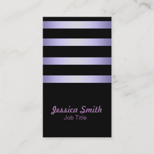 Elegant Faux Lavender Striped Modern Black Chic Business Card