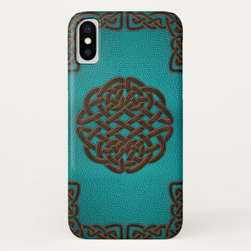 Elegant Faux Leather Celtic knot design iPhone X Case