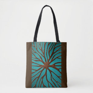 Elegant Faux Leather Oriental Root design Tote Bag