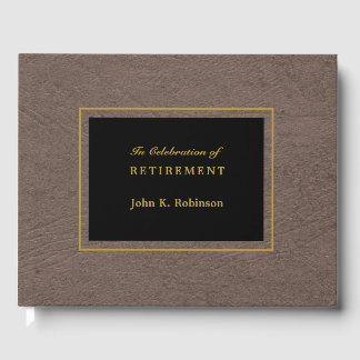 Elegant Faux Leather Retirement Guest Book