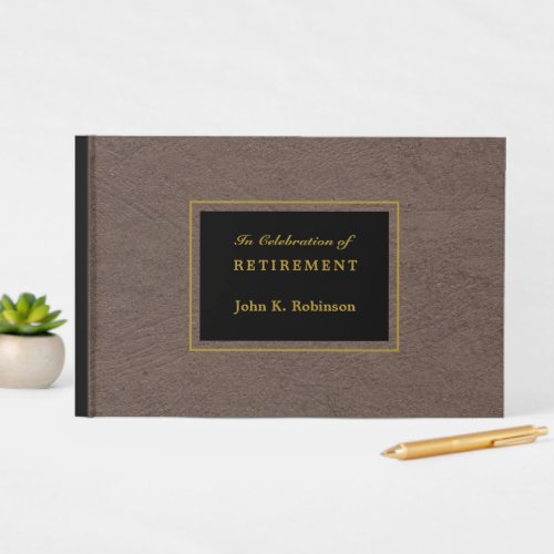 Elegant Faux Leather Retirement Guest Book