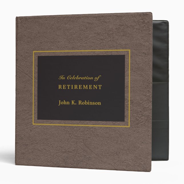 Elegant Faux Leather Retirement Memories 3 Ring Binder (Front/Inside)