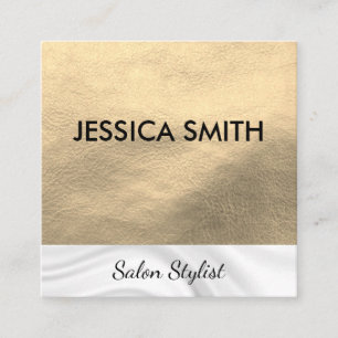 Elegant Faux Leather Silk Square Business Card