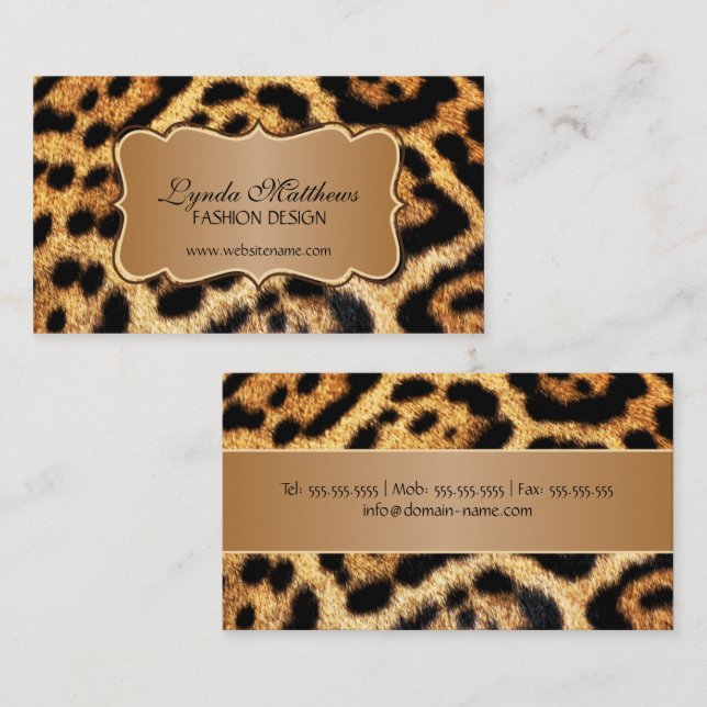 Elegant Faux Leopard Fur Business Card (Front/Back)