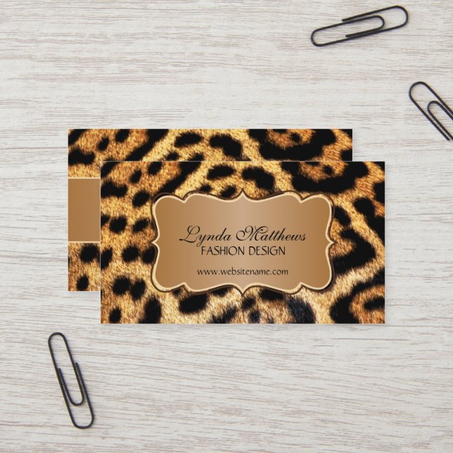 Elegant Faux Leopard Fur Business Card (Front/Back In Situ)