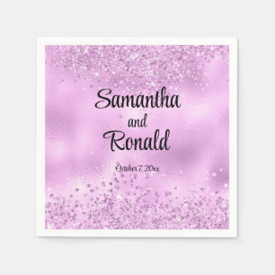 Elegant Faux Lilac Glitter and Foil Wedding Napkins