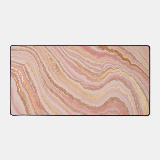 Elegant Faux Marble Pale Blush, Pink, Sand Desk Mat (Front)