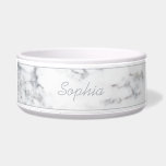 Elegant Faux Marble Texture & Custom Pet Name Bowl<br><div class="desc">Stylish light faux marble texture look-like image together with a personalizable text area for a name or text such as "food" or "water". The font is a lovely script font that matches the thin border that runs on the top and bottom. NOTICE: THE DESIGN IS A DIGITAL IMAGE AND IT...</div>