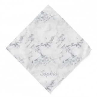 Elegant Faux Marble Texture Pattern & Custom Name Bandana