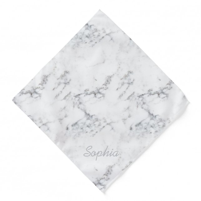 Elegant Faux Marble Texture Pattern & Custom Name Bandana (Front)