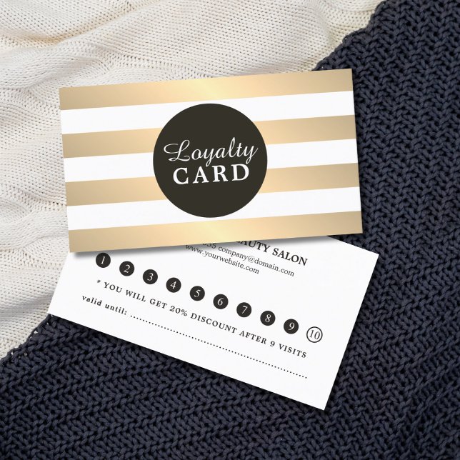 Elegant Faux Metal Stripes Beauty Loyalty Card (Creator Uploaded)