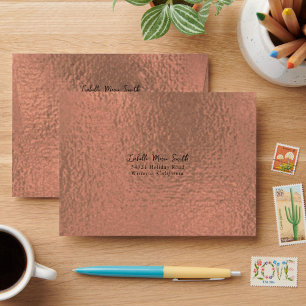 Elegant Faux Metallic Brown Design Wedding Envelope