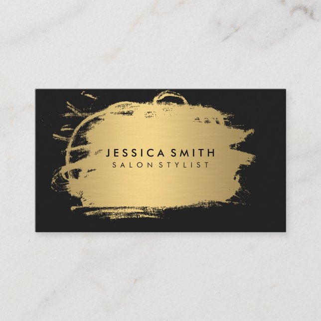 Elegant Faux Metallic Gold and Black Business Card (Front)