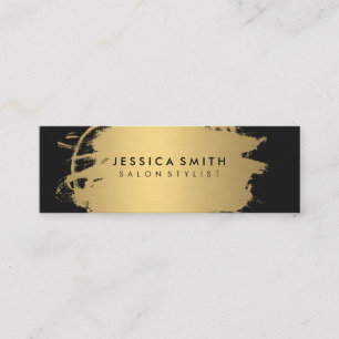 Elegant Faux Metallic Gold and Black Mini Business Card